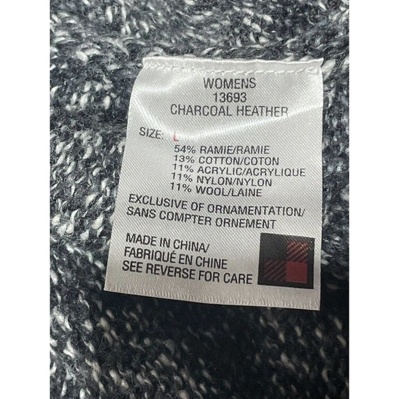 Woolrich Wool Blend Sweater Womens Charcoal Heather Pullover 1/4 Zip Size L - Picture 5 of 5